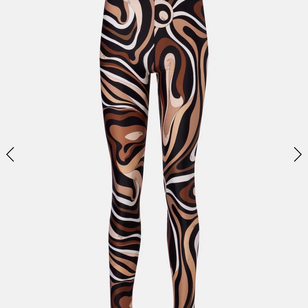 Emilio Pucci Swirl Pattern Leggings - Black, Brown, Cream
